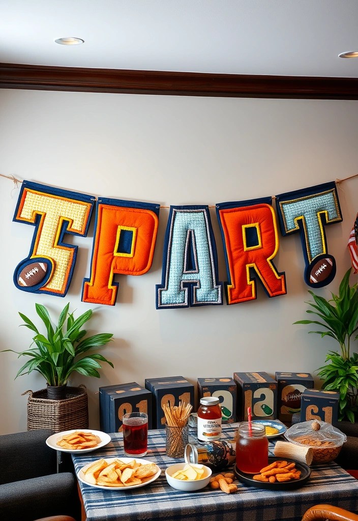 10 Easy DIY Decor Ideas for Your Super Bowl Party That Will Wow Your Guests! - 1. Team Spirit Banner