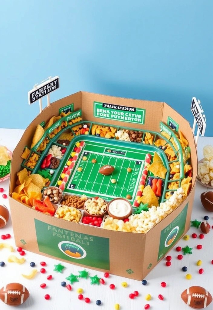 10 Easy DIY Decor Ideas for Your Super Bowl Party That Will Wow Your Guests! - 2. Snack Stadium