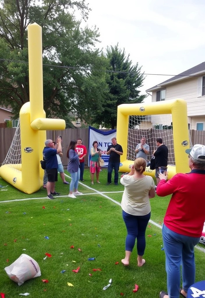 10 Easy DIY Decor Ideas for Your Super Bowl Party That Will Wow Your Guests! - 4. Inflatable Goalposts