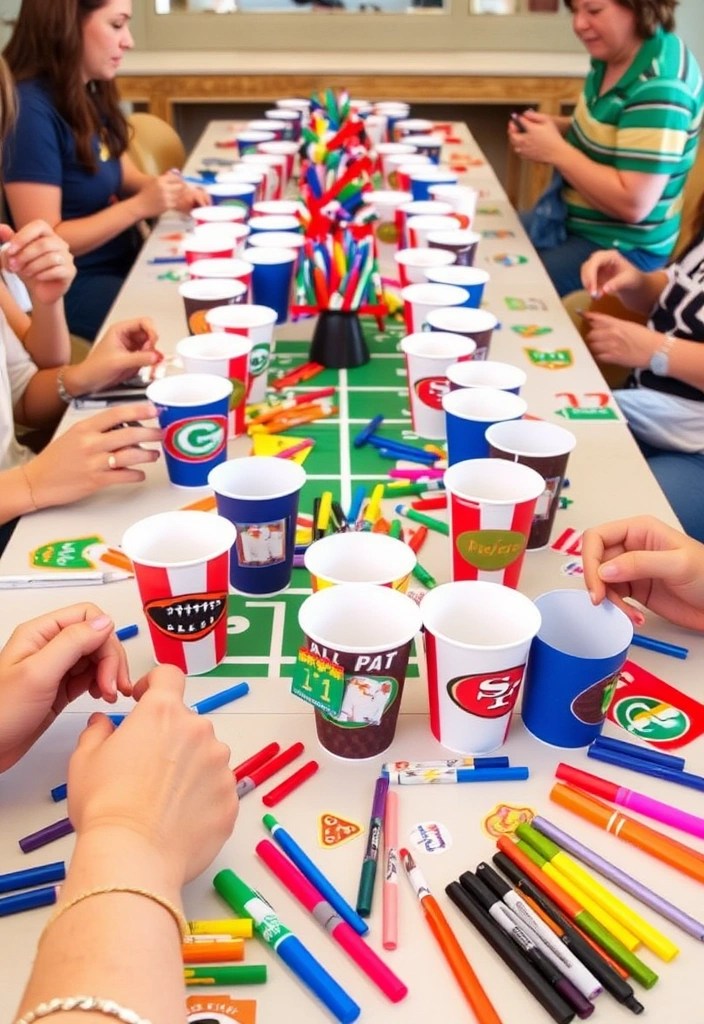 10 Easy DIY Decor Ideas for Your Super Bowl Party That Will Wow Your Guests! - 6. Customizable Cup Holders