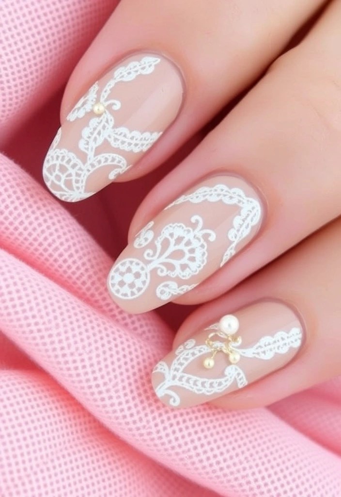 14 Creative Valentine's Day Nail Inspirations That Will Make You Stand Out! 🌟 - 11. Lace and Love