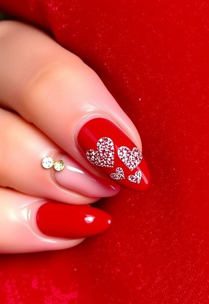 14 Creative Valentine's Day Nail Inspirations That Will Make You Stand Out! 🌟 - 4. Glitter Hearts