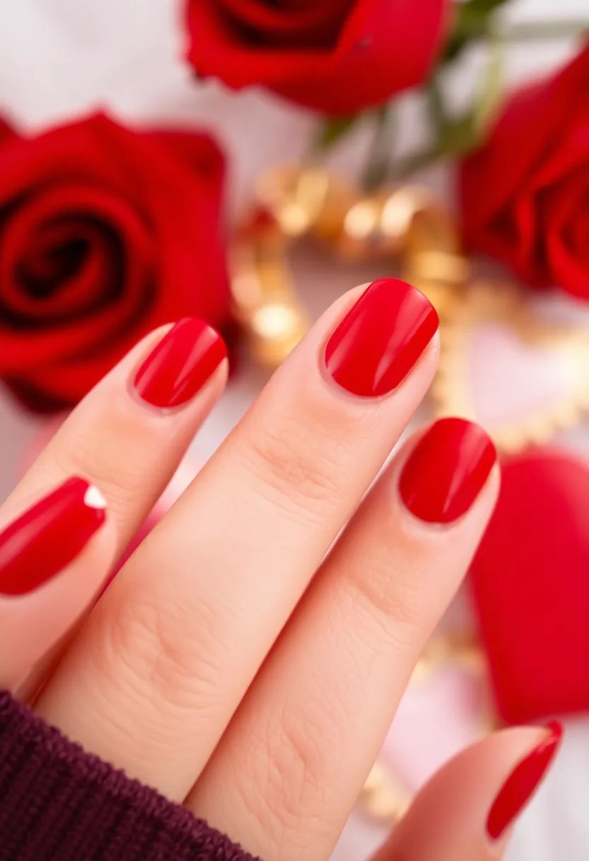 14 Easy Valentine's Day Nails You Can DIY at Home (Even a Beginner Can Do #5!) - 1. Classic Red Hearts