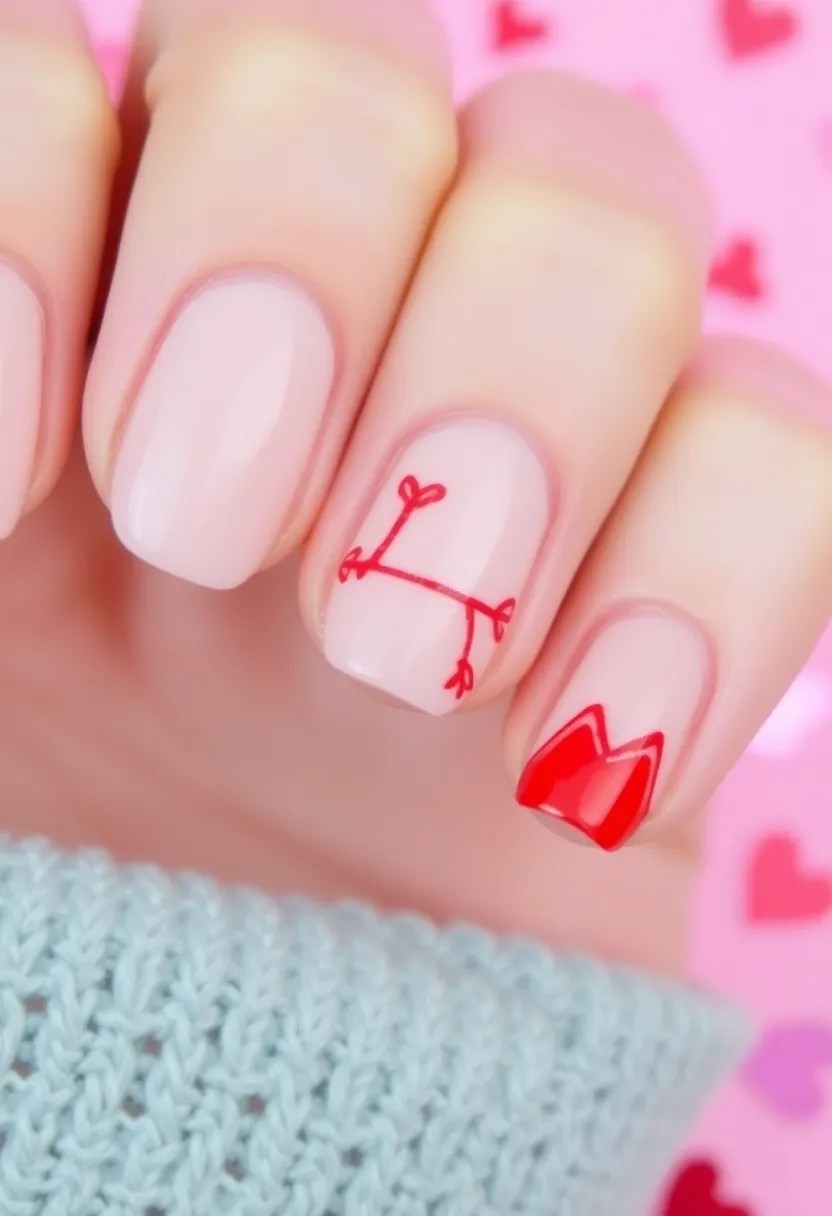 14 Easy Valentine's Day Nails You Can DIY at Home (Even a Beginner Can Do #5!) - 9. Cheeky Cupid's Arrows