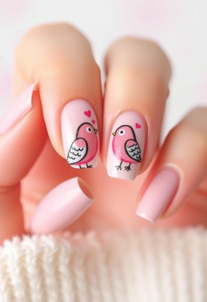 20 Cute Valentine's Day Nail Designs You Can DIY at Home (You'll Want to Show Off #12!) - 11. Love Birds