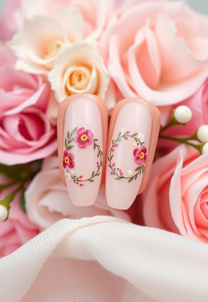 20 Cute Valentine's Day Nail Designs You Can DIY at Home (You'll Want to Show Off #12!) - 20. Floral Wreaths