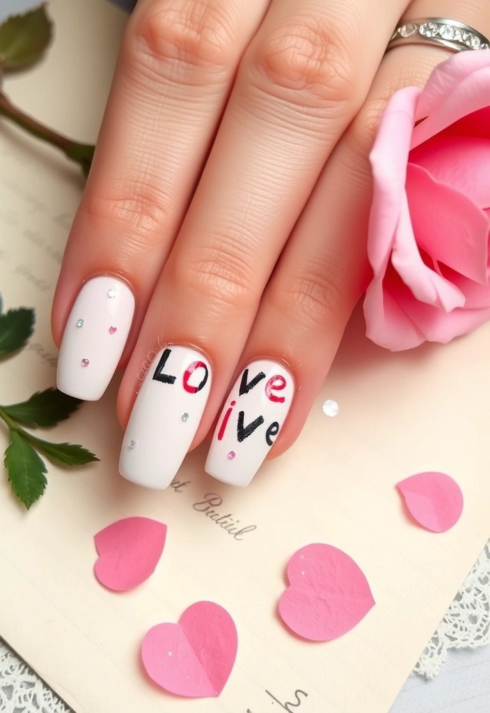 20 Cute Valentine's Day Nail Designs You Can DIY at Home (You'll Want to Show Off #12!) - 3. Love Letter Nail Art