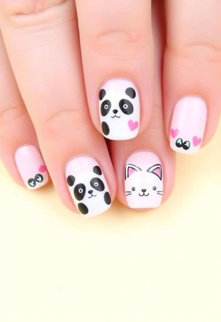 20 Cute Valentine's Day Nail Designs You Can DIY at Home (You'll Want to Show Off #12!) - 5. Cute Critter Nails