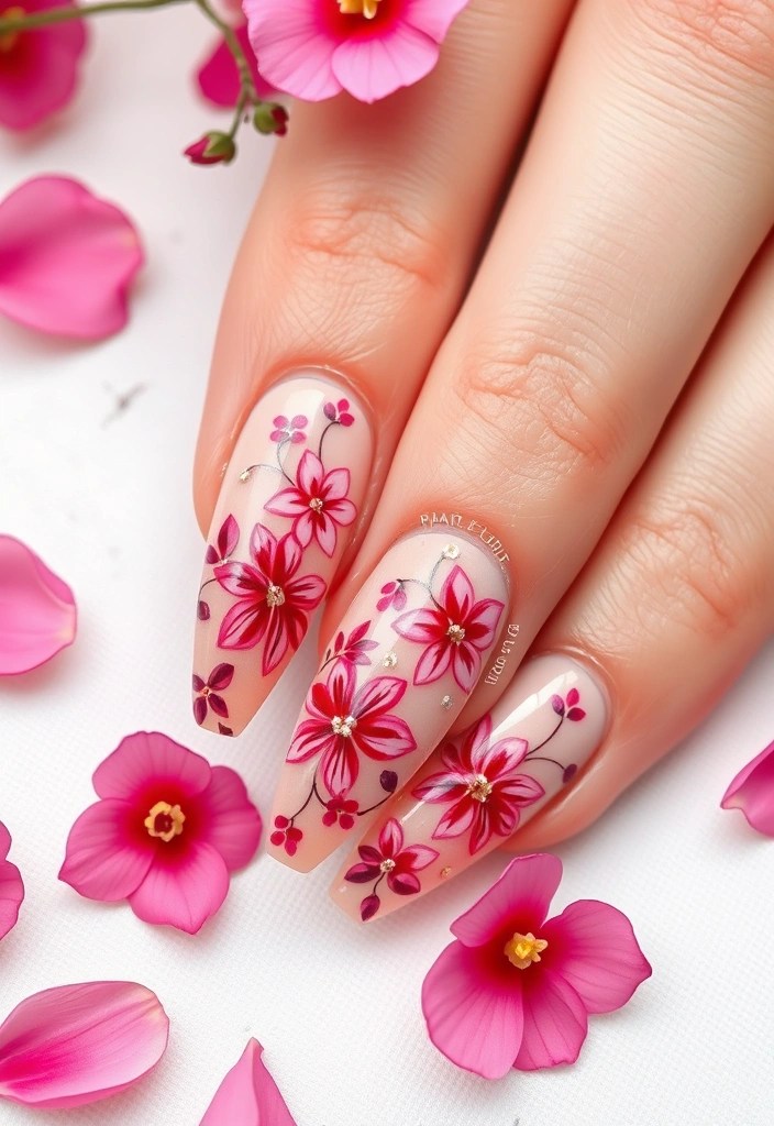 20 Cute Valentine's Day Nail Designs You Can DIY at Home (You'll Want to Show Off #12!) - 6. Floral Love