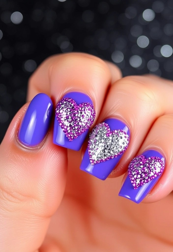 20 Cute Valentine's Day Nail Designs You Can DIY at Home (You'll Want to Show Off #12!) - 7. Glittering Hearts