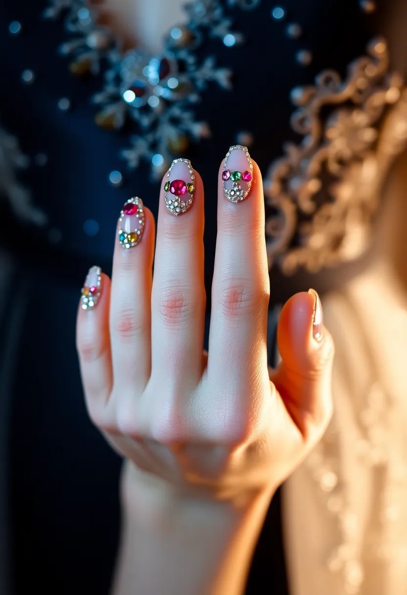 21 Trendy Date Night Nail Art Ideas That Will Make Your Hands Pop (Check Out #5!) - 17. Statement Gems
