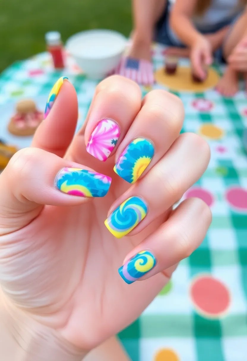 21 Trendy Date Night Nail Art Ideas That Will Make Your Hands Pop (Check Out #5!) - 18. Tie-Dye Delight