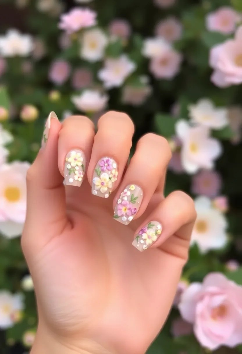 21 Trendy Date Night Nail Art Ideas That Will Make Your Hands Pop (Check Out #5!) - 3. Floral Fantasy