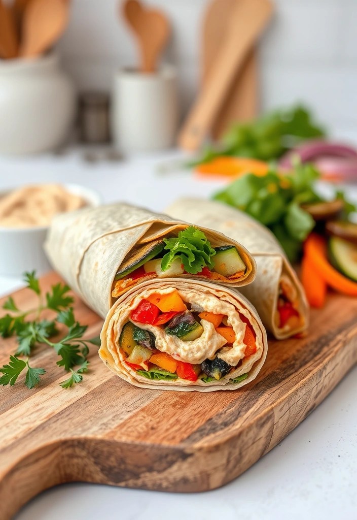 22 Healthy Winter Recipes That'll Keep You Fit and Cozy (You Need #10!) - 5. Roasted Vegetable and Hummus Wrap