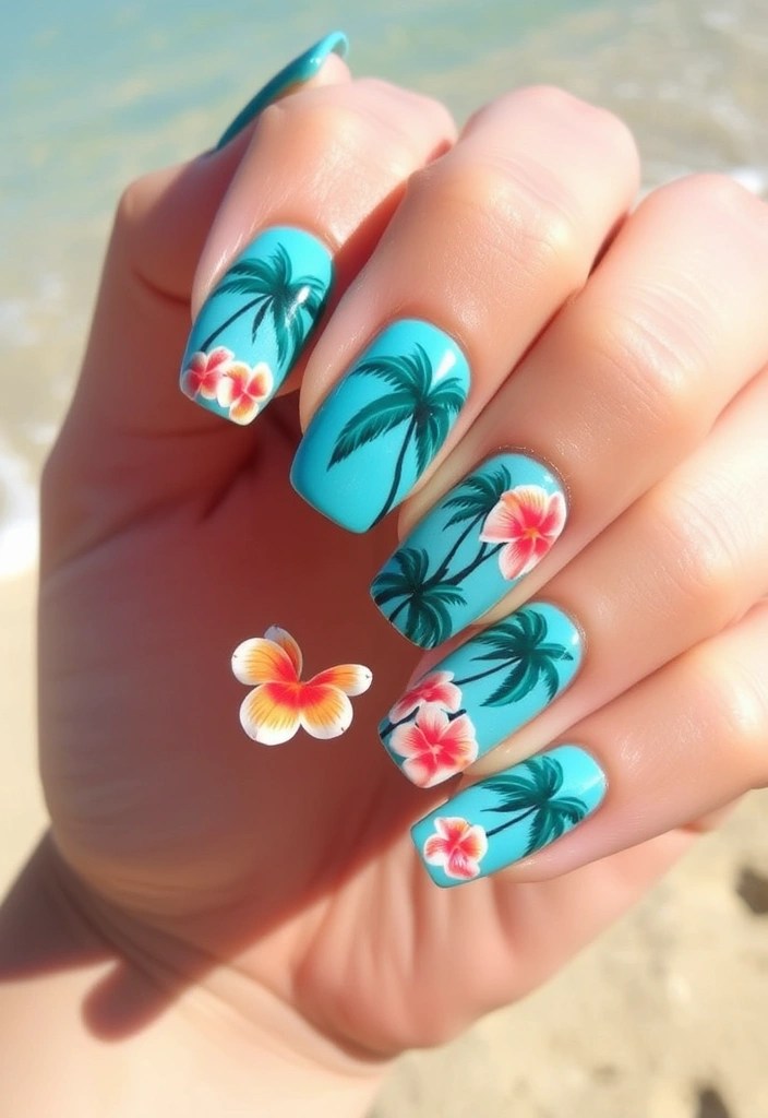 12 Stunning Summer Nail Art Ideas That'll Have You Booking Your Next Beach Trip! - 1. Tropical Paradise