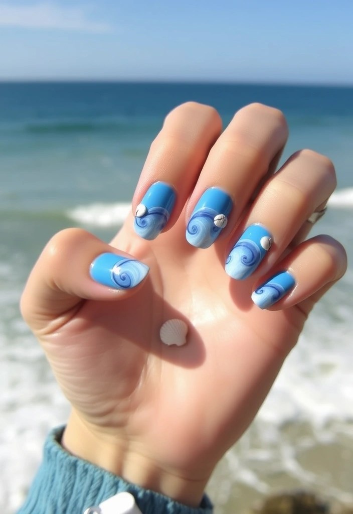 12 Stunning Summer Nail Art Ideas That'll Have You Booking Your Next Beach Trip! - 2. Ocean Waves