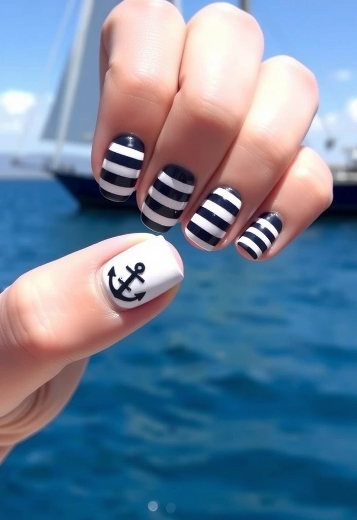 12 Stunning Summer Nail Art Ideas That'll Have You Booking Your Next Beach Trip! - 5. Nautical Stripes