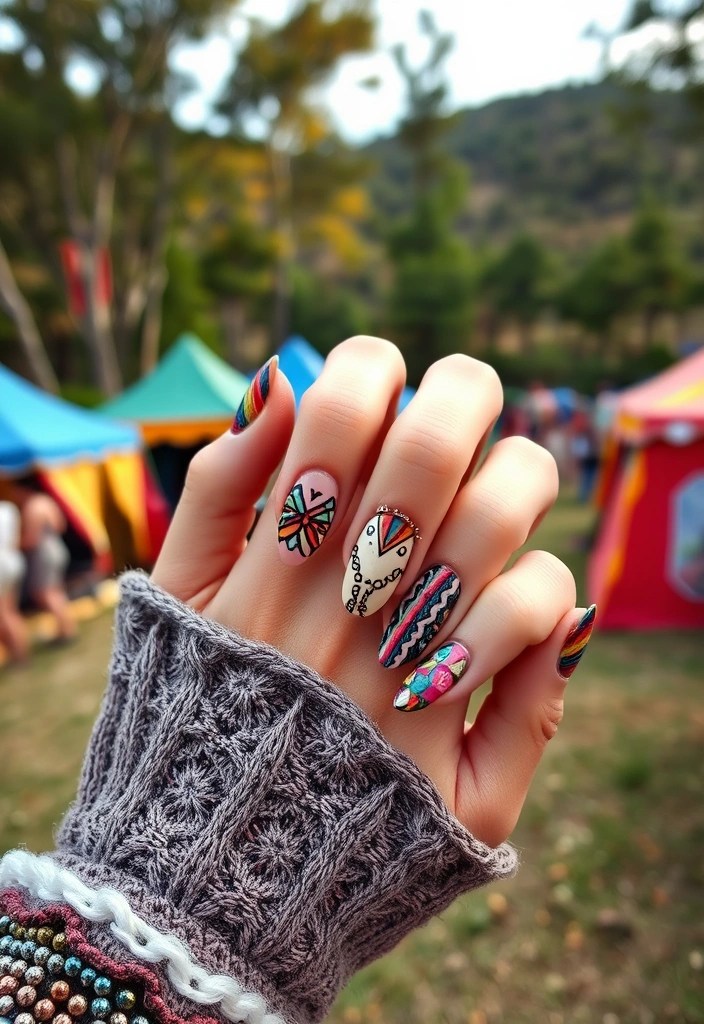12 Stunning Summer Nail Art Ideas That'll Have You Booking Your Next Beach Trip! - 9. Bohemian Vibes