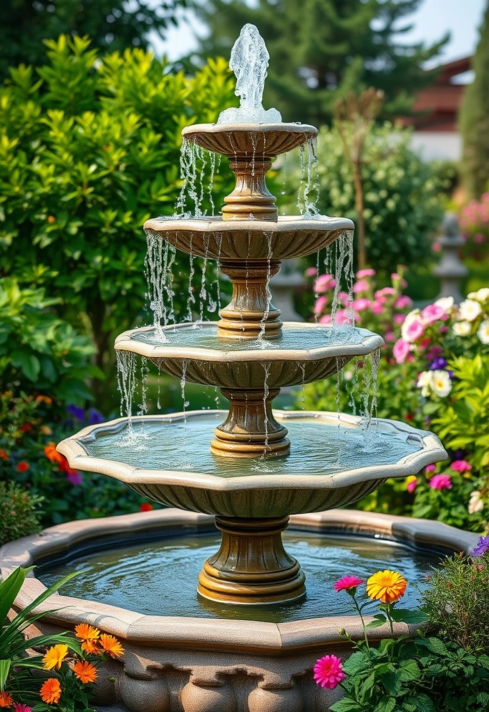 15 Enchanting Garden Fountains to Transform Your Outdoor Oasis (Wait Until You See #4!) - 10. Timeless Classic: The Tiered Fountain