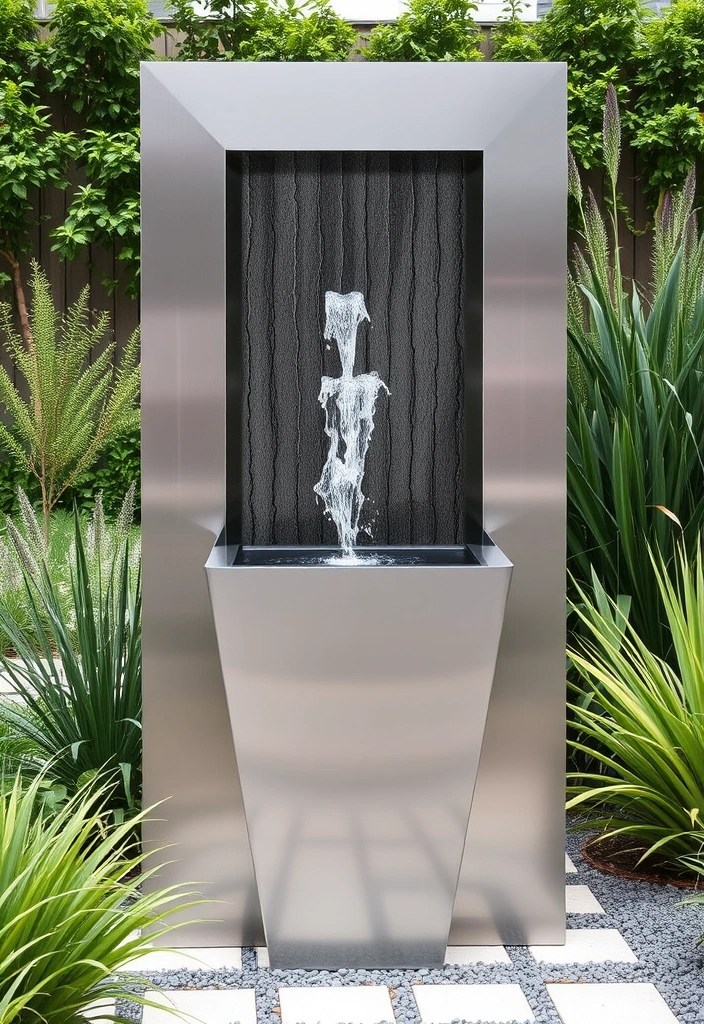 15 Enchanting Garden Fountains to Transform Your Outdoor Oasis (Wait Until You See #4!) - 4. Modern Minimalism: The Stainless Steel Fountain