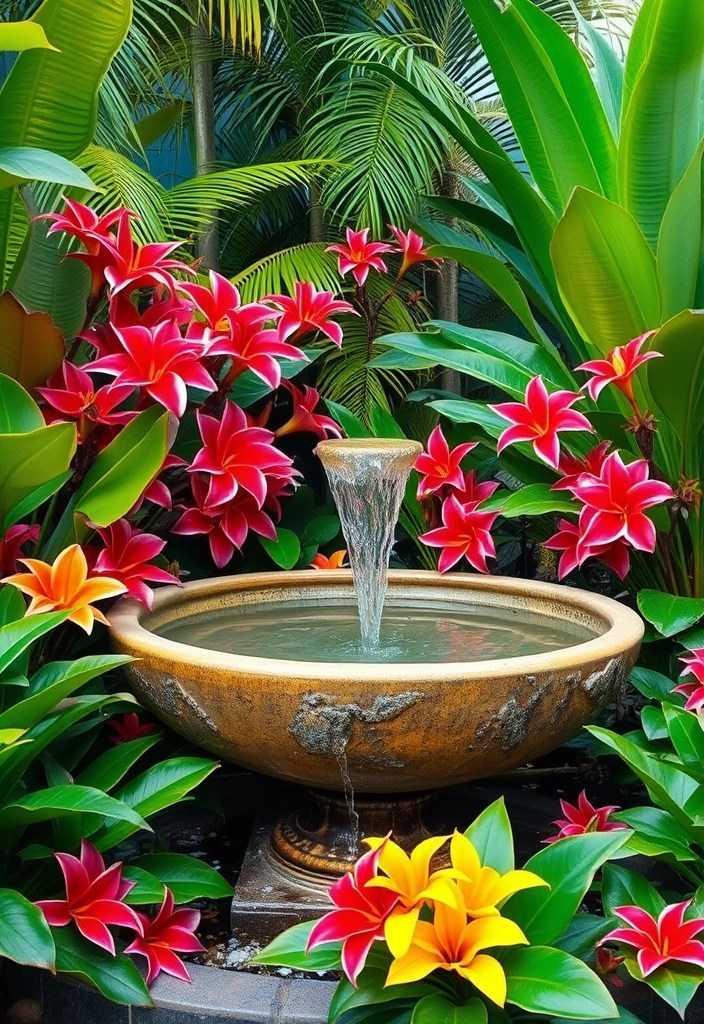 15 Enchanting Garden Fountains to Transform Your Outdoor Oasis (Wait Until You See #4!) - 6. Tropical Escape: The Bowl Fountain
