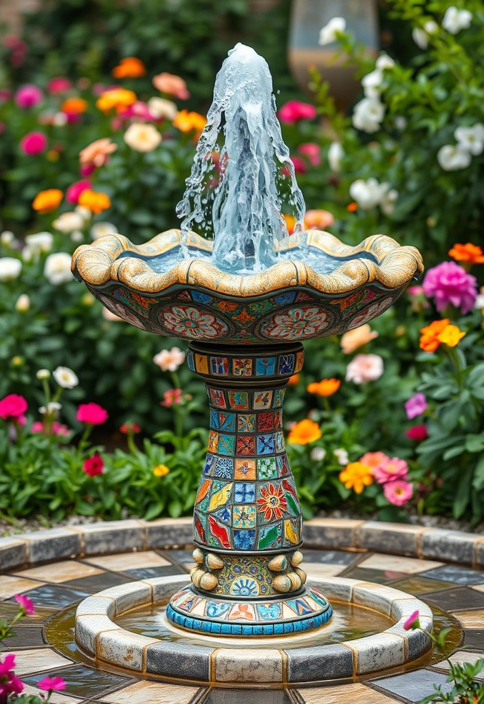 15 Enchanting Garden Fountains to Transform Your Outdoor Oasis (Wait Until You See #4!) - 7. Artistic Flair: The Mosaic Fountain