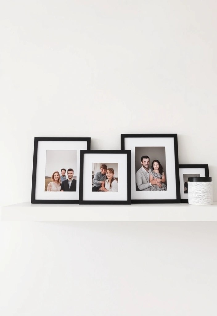 20 Stunning Budget Minimalist Decor Ideas for Your Living Room (Wait Until You See #12!) - 14. Personal Touches with Family Photos